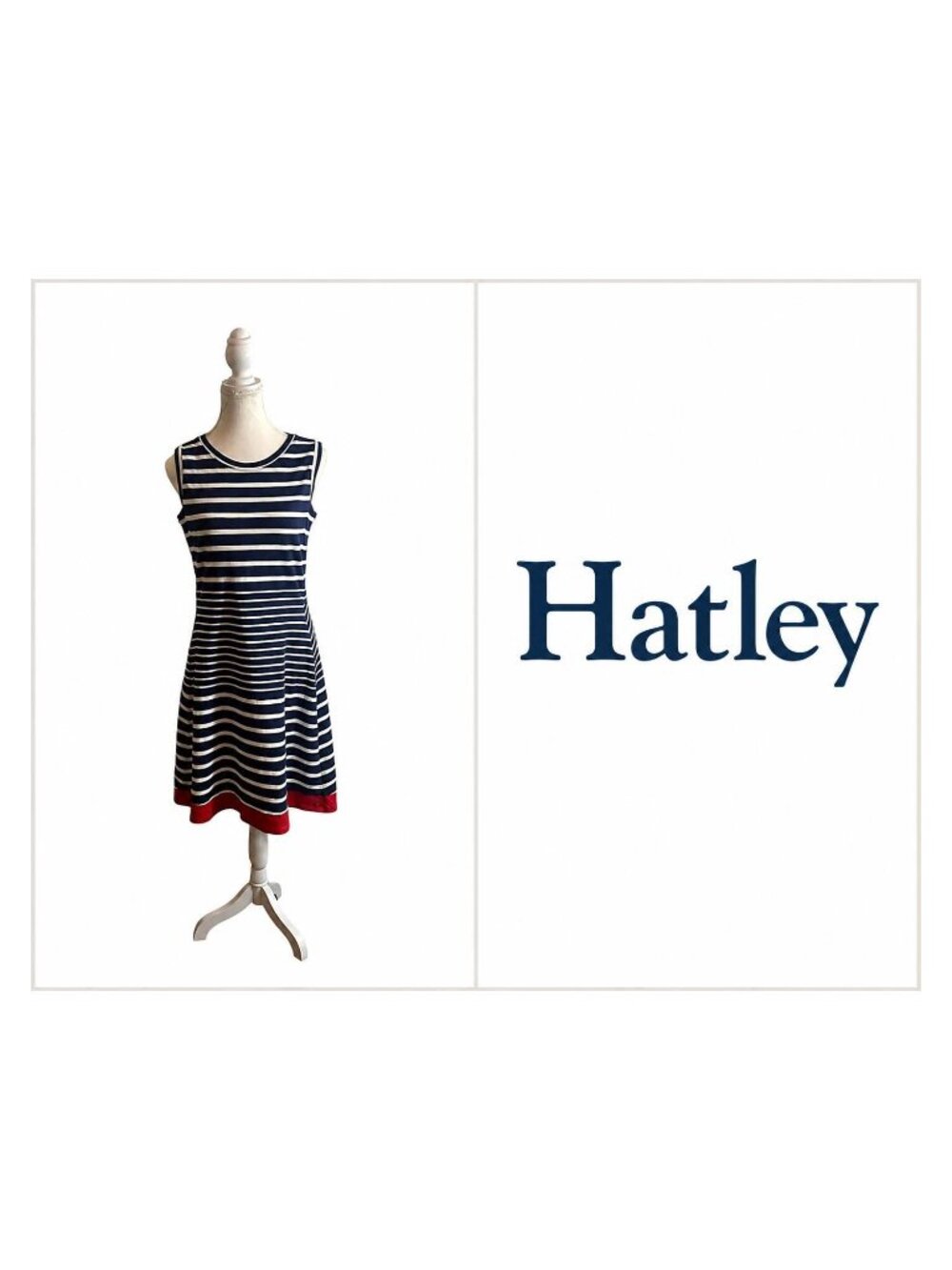 Hatley Navy & White Striped Sleeveless Dress  ~ Size Medium